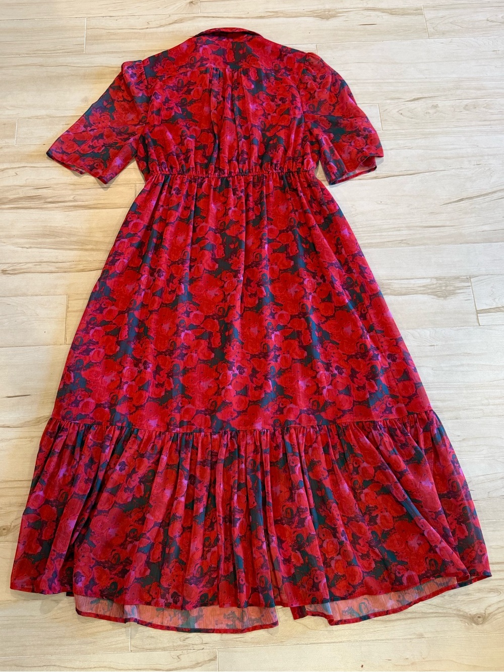 Plus Size Floral Maxi Dress Tie Waist Collared Boho Cottagecore 1X Halogen - Picture 9 of 9